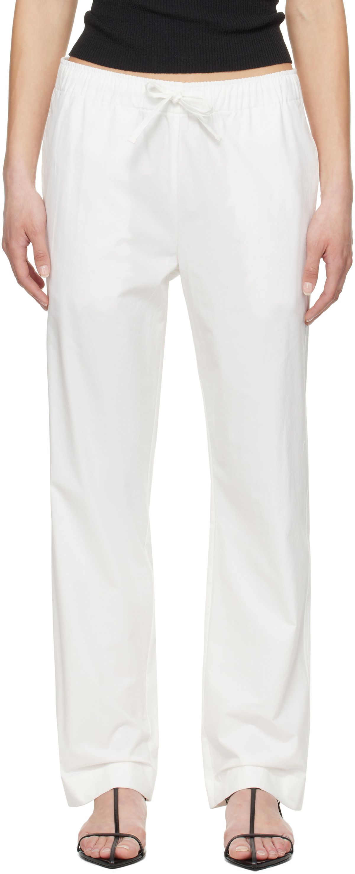 Nothing Written White Cotton Drawstring Trousers