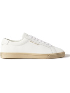 SAINT LAURENT - Andy Leather-Trimmed Logo-Print Canvas Sneakers - White