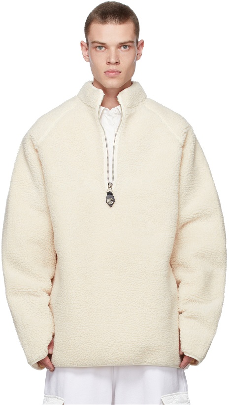 Photo: We11done Off-White Oversized Fleece Half-Zip Sweatshirt