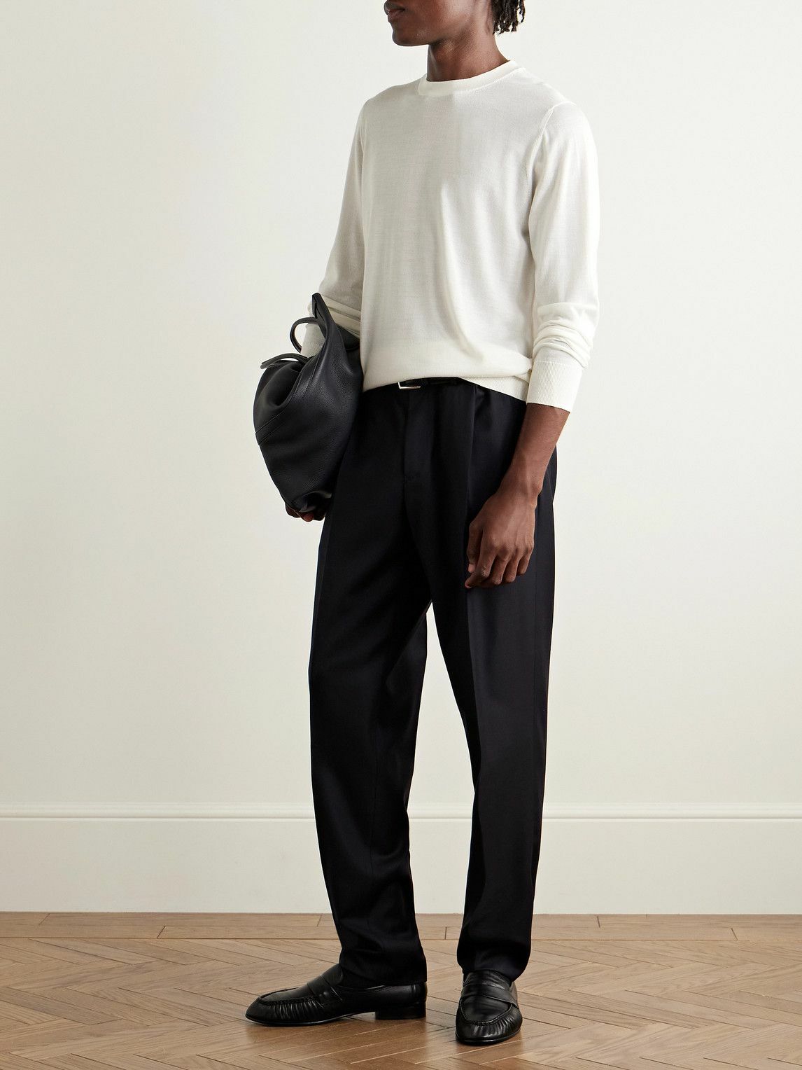 Caruso - Slim-Fit Pleated Wool Trousers - Blue