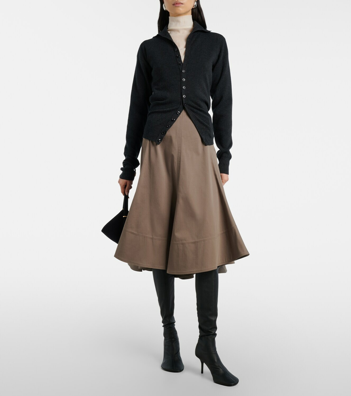 Proenza Schouler Janan cotton-blend sateen midi skirt