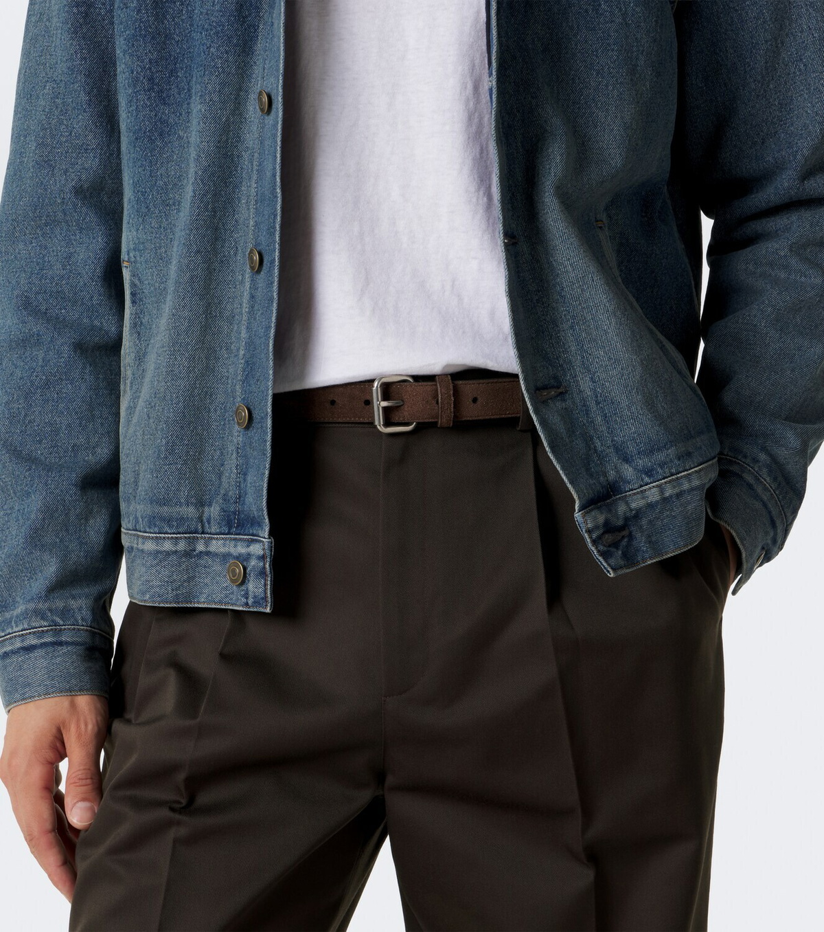 The Row Geo suede belt