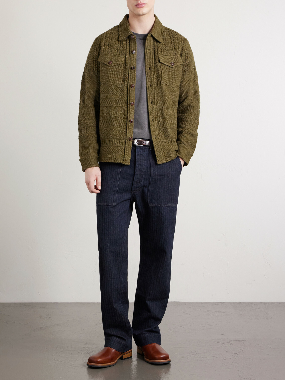 RRL - Herringbone Straight-Leg Jeans - Blue