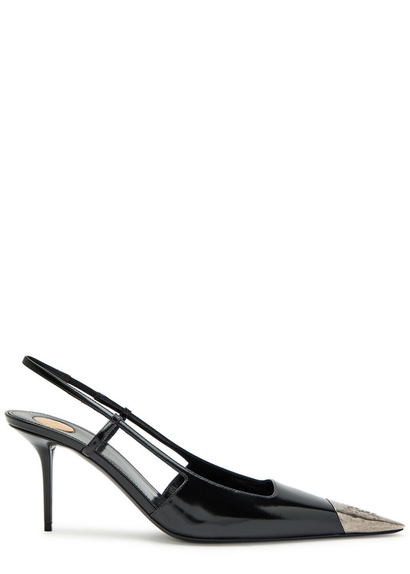 Photo: Saint Laurent Jeanne 75 Patent Leather Slingback Pumps
