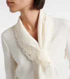 Oscar de la Renta Lace-trimmed silk-blend georgette blouse