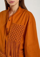 Roksanda Poska Belted Cotton-poplin Midi Dress Orange