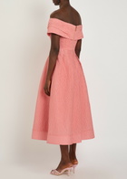 Rebecca Vallance Adalyn Off-the-shoulder Cloqué Midi Dress Peach