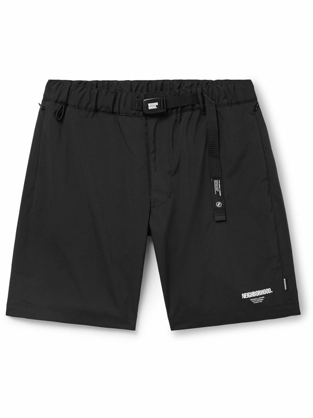 Photo: Neighborhood - Straight-Leg Belted Logo-Print Shell Shorts - Black