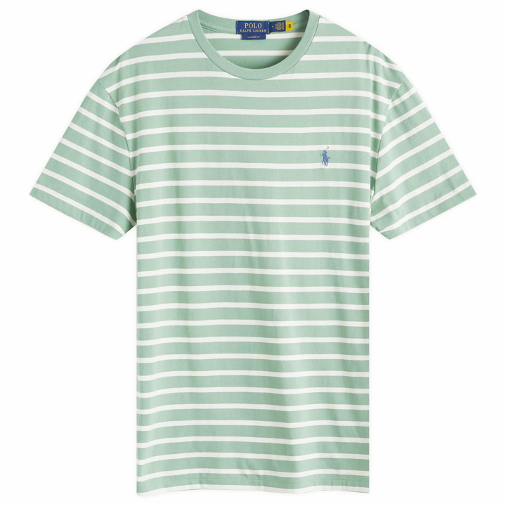 Photo: Polo Ralph Lauren Men's Stripe T-Shirt in Faded Mint/Nevis