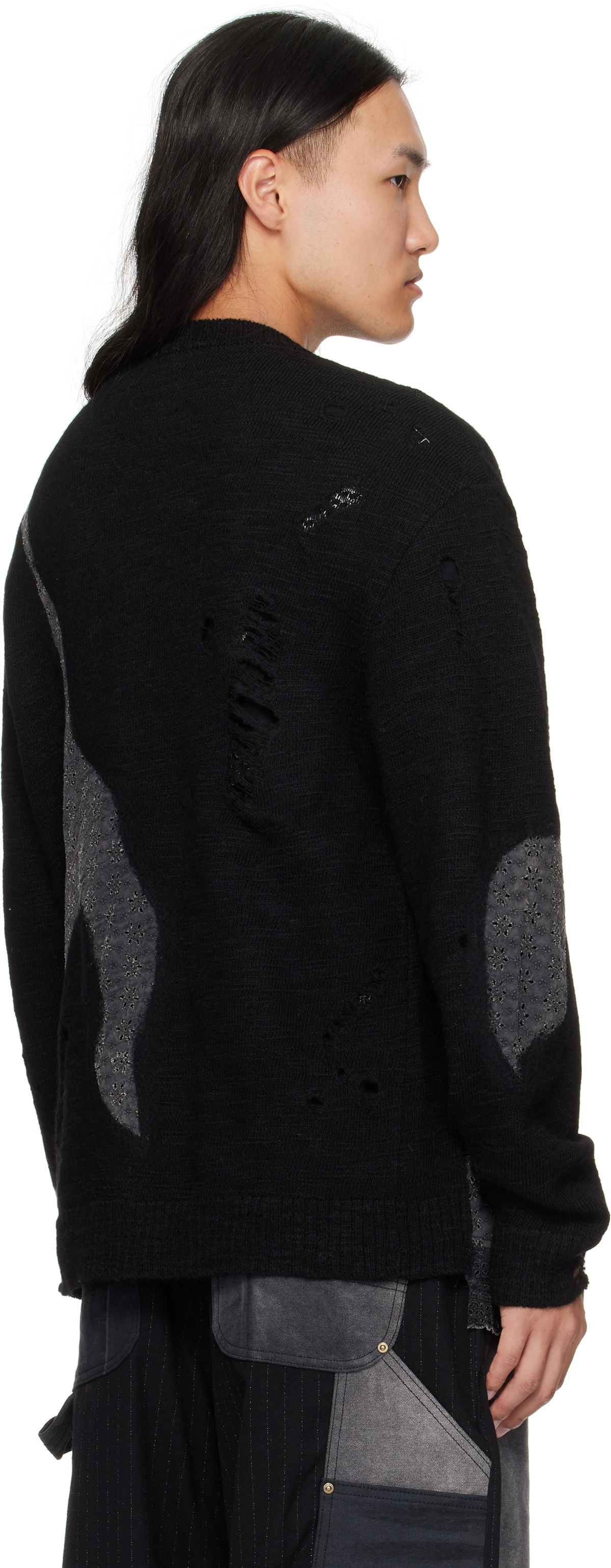 Khoki Black Needle Punched Cardigan