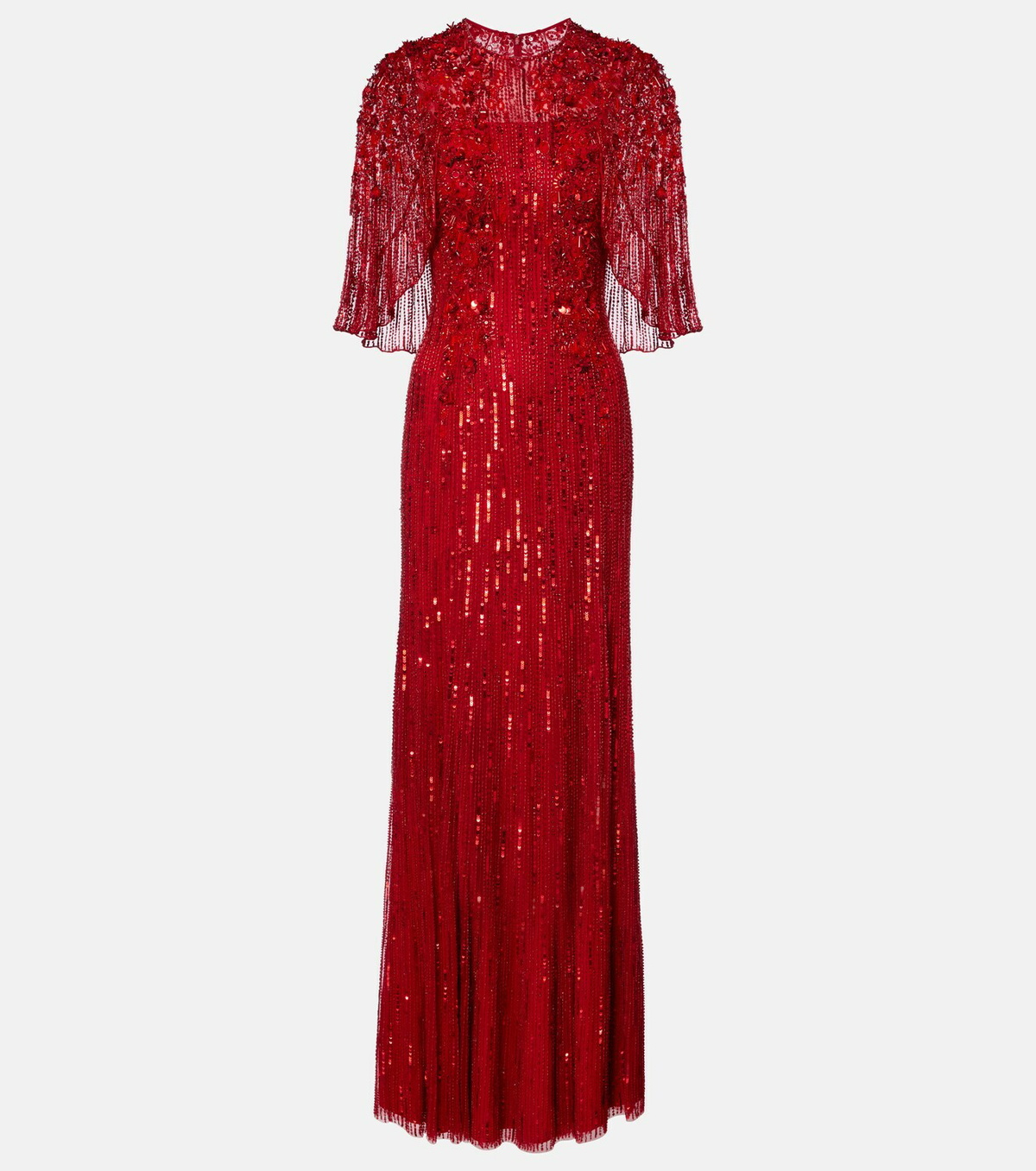 Jenny Packham Violetta embellished caped gown