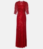 Jenny Packham Violetta embellished caped gown