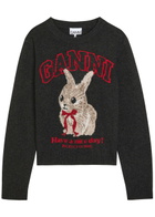 Ganni Logo-intarsia Wool-blend Jumper Black