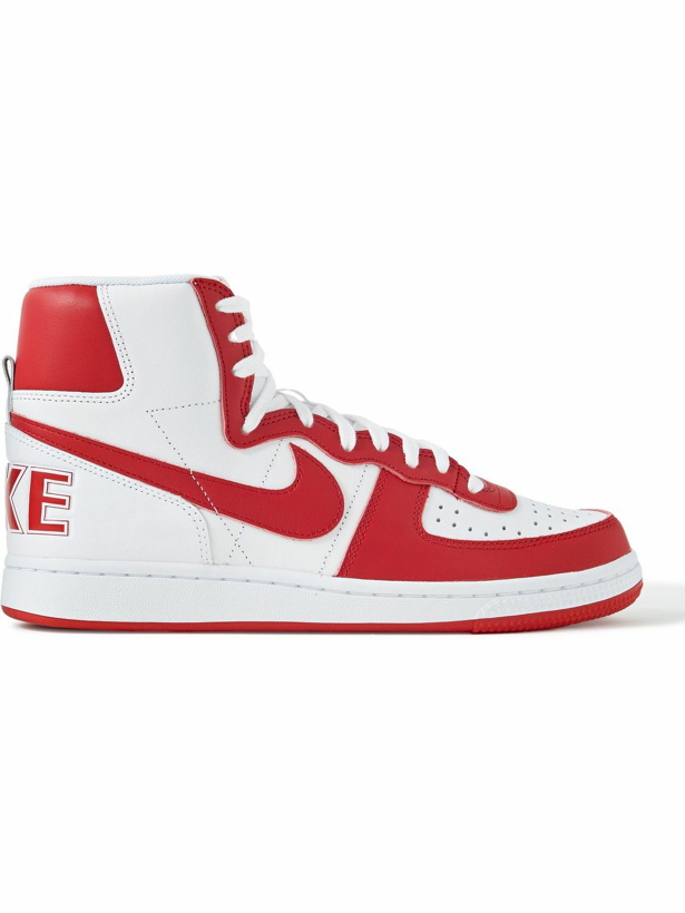 Photo: Nike - Terminator Leather High-Top Sneakers - Red