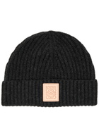 Loewe Logo Ribbed Cashmere Beanie - Black - One Size