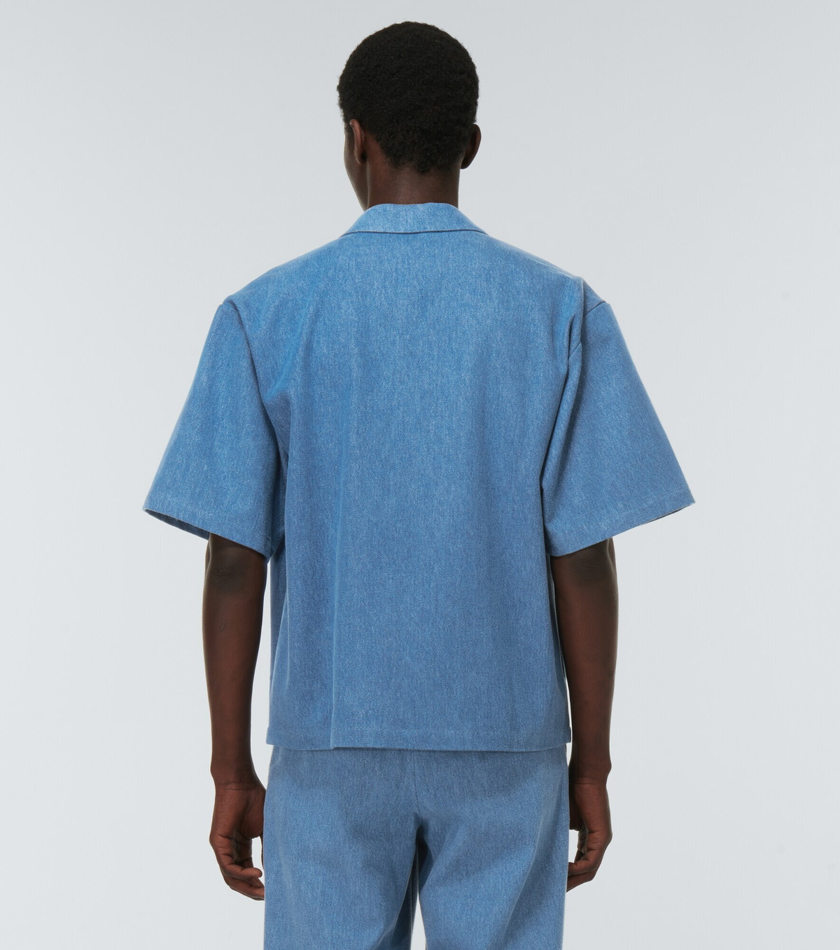 King & Tuckfield - Notch-collar wrap denim bowling shirt