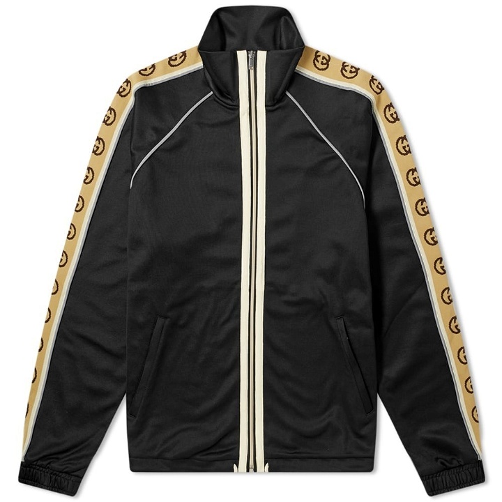 Photo: Gucci Technical Jersey Taped Logo Zip Track Jacket