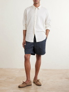 A Kind Of Guise - Fulvio Pinstriped Cotton, Silk and Linen-Blend Shirt - Neutrals