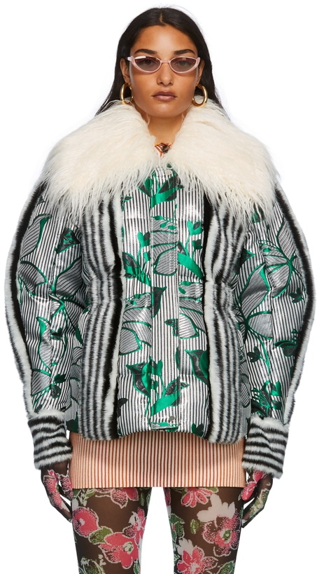Photo: SHUTING QIU Grey & Green Patterned Down Jacket