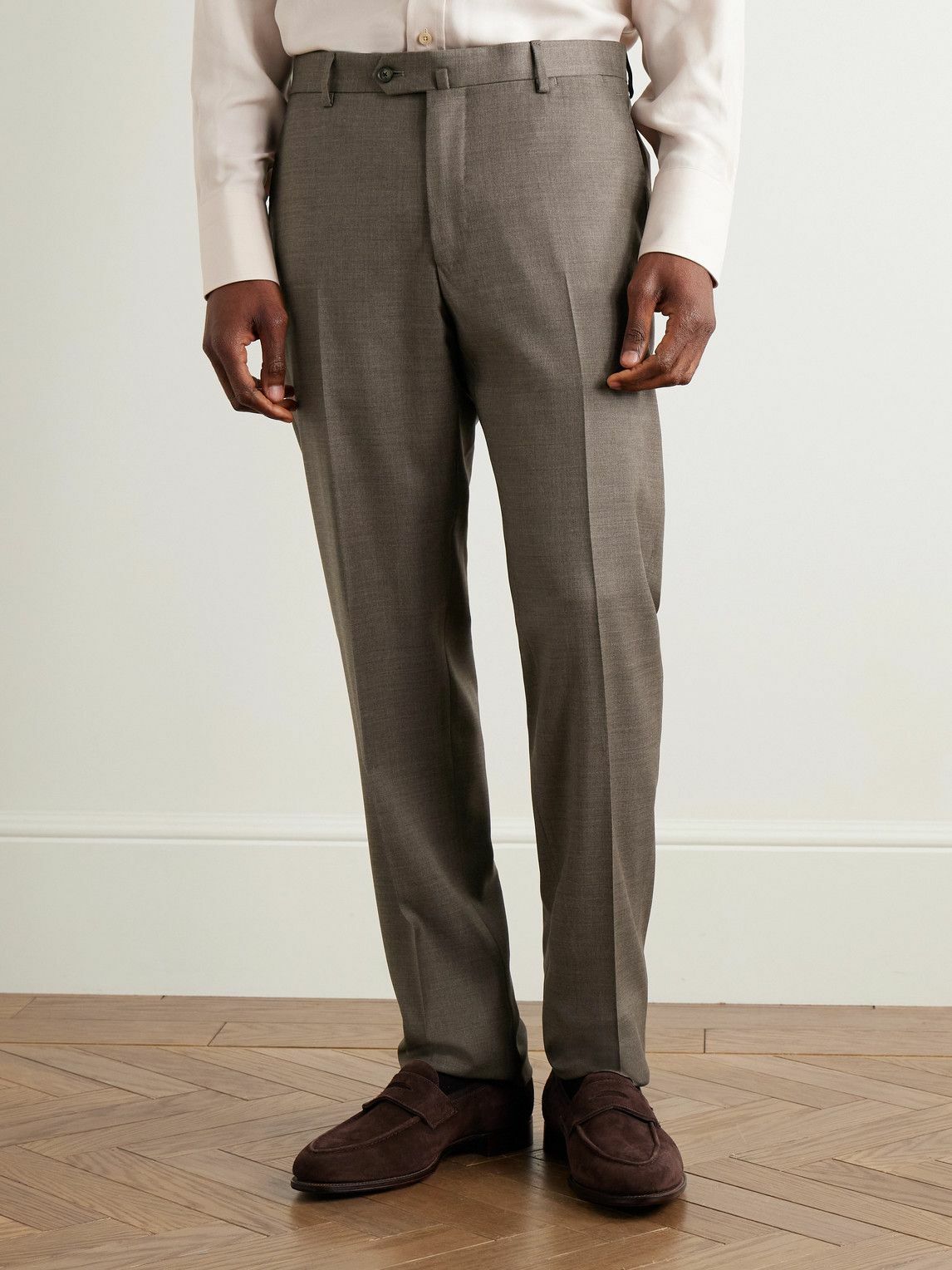 Caruso - Slim-Fit Wool-Twill Suit Trousers - Brown