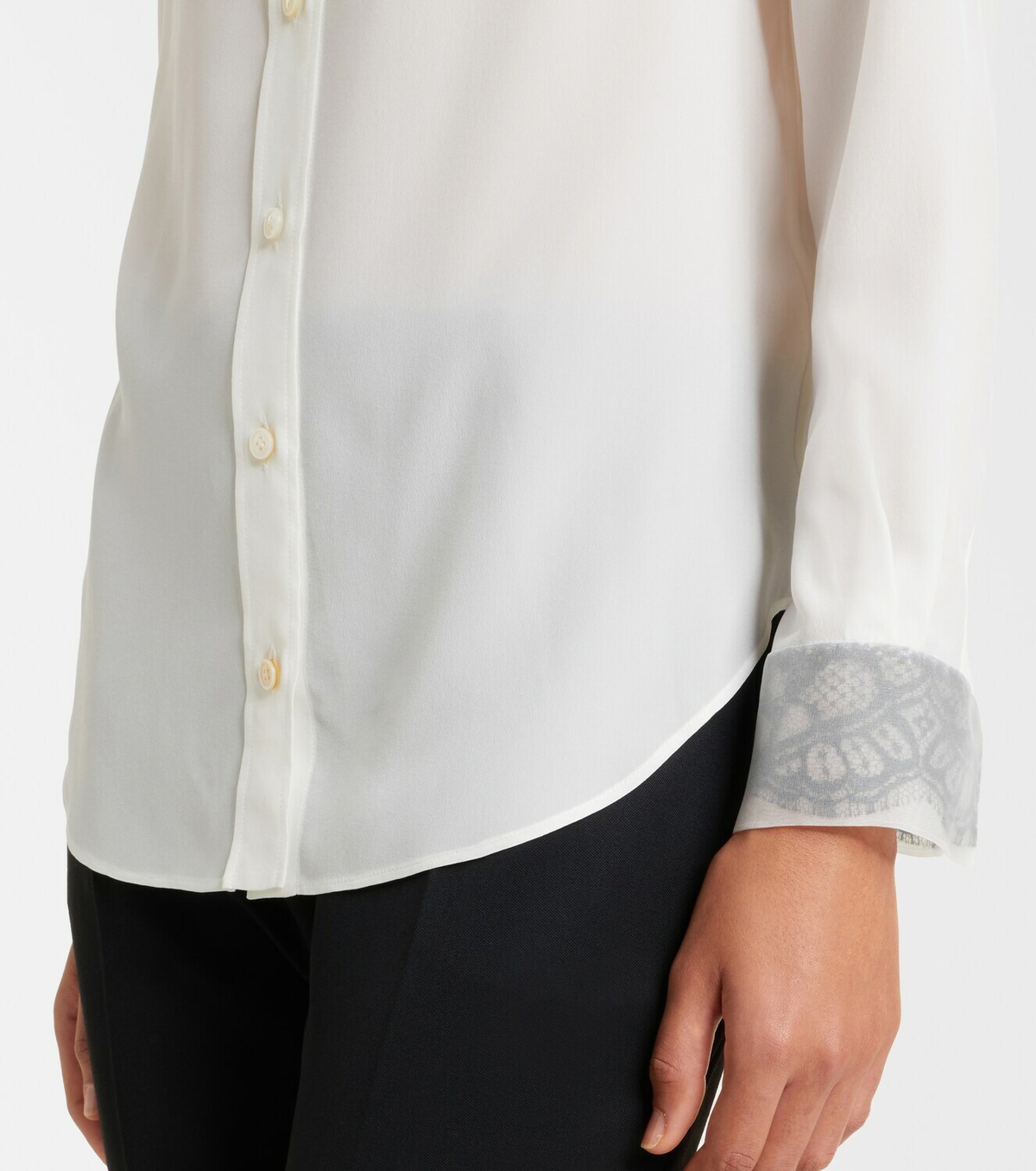 McQueen Lace-trimmed silk shirt