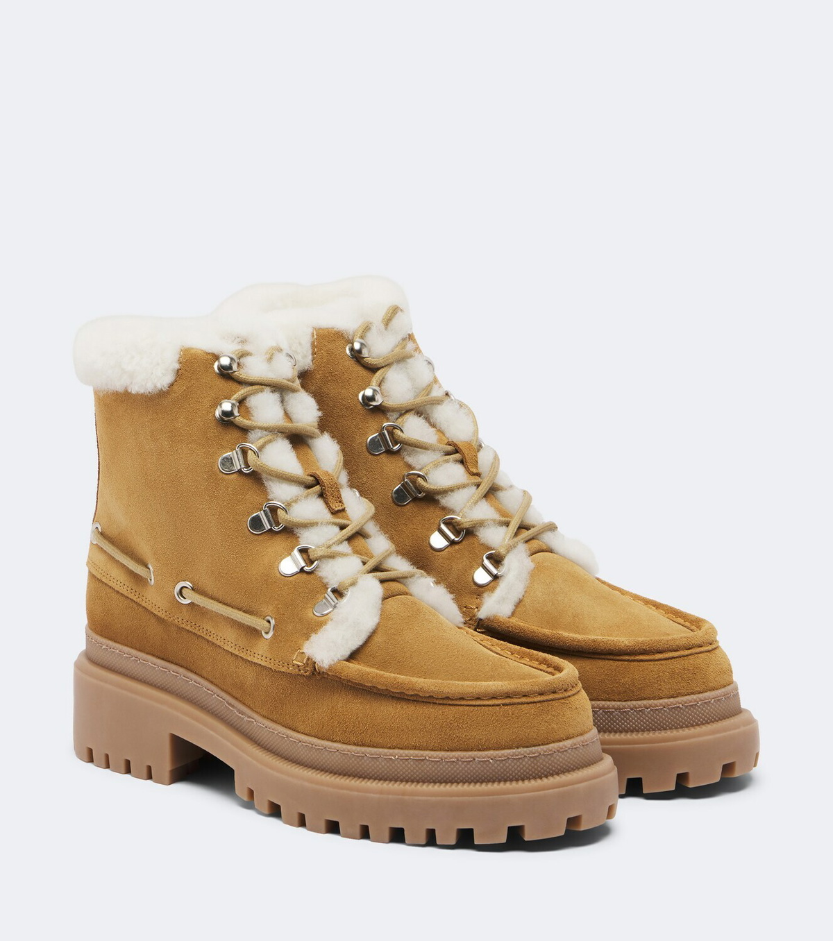 Yves Salomon Shearling-lined suede lace-up boots