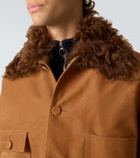 Plan C Shearling-trimmed suede field jacket