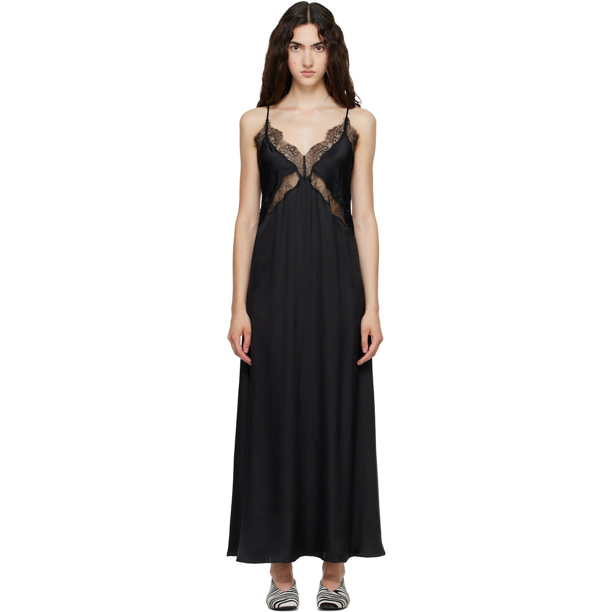 ANINE BING Black Magnolia Midi Dress