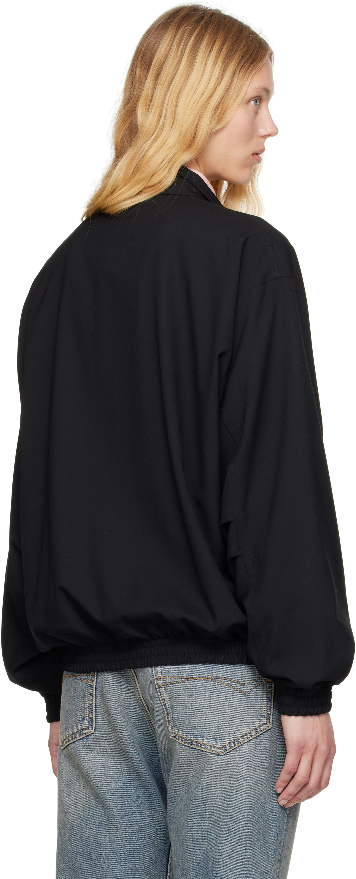 AURALEE Black Super Fine Tropical Wool Zip Jacket