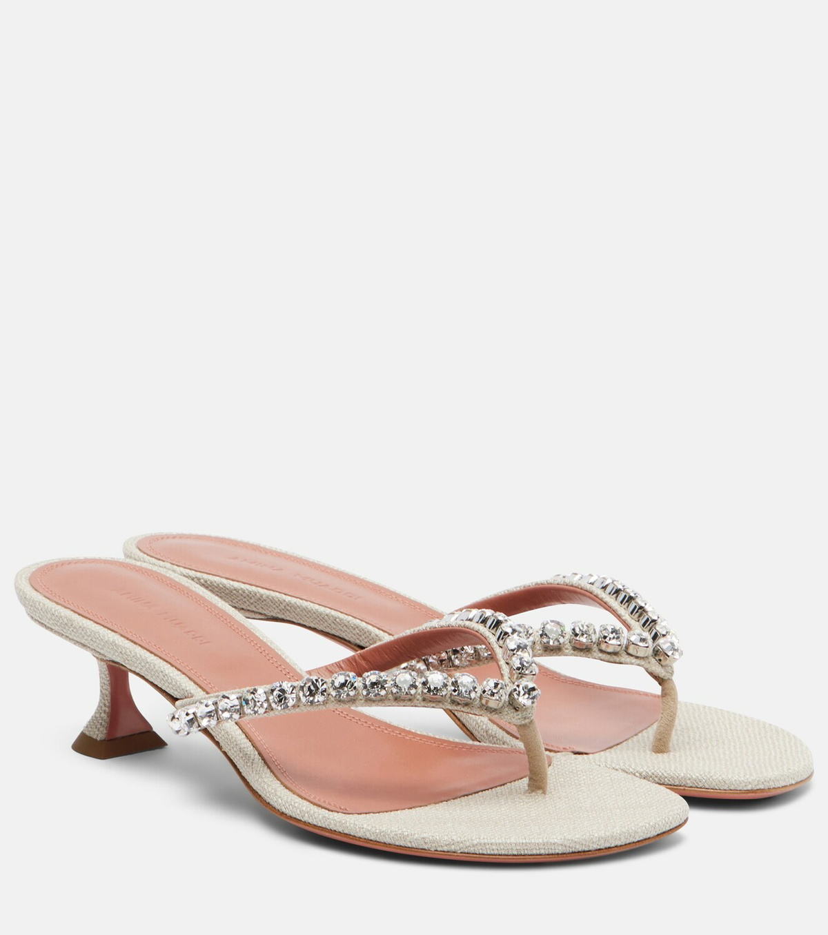Amina Muaddi Gigi embellished canvas thong sandals
