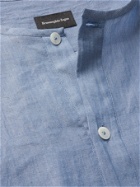 ERMENEGILDO ZEGNA - Cotton-Chambray Henley Shirt - Blue - M