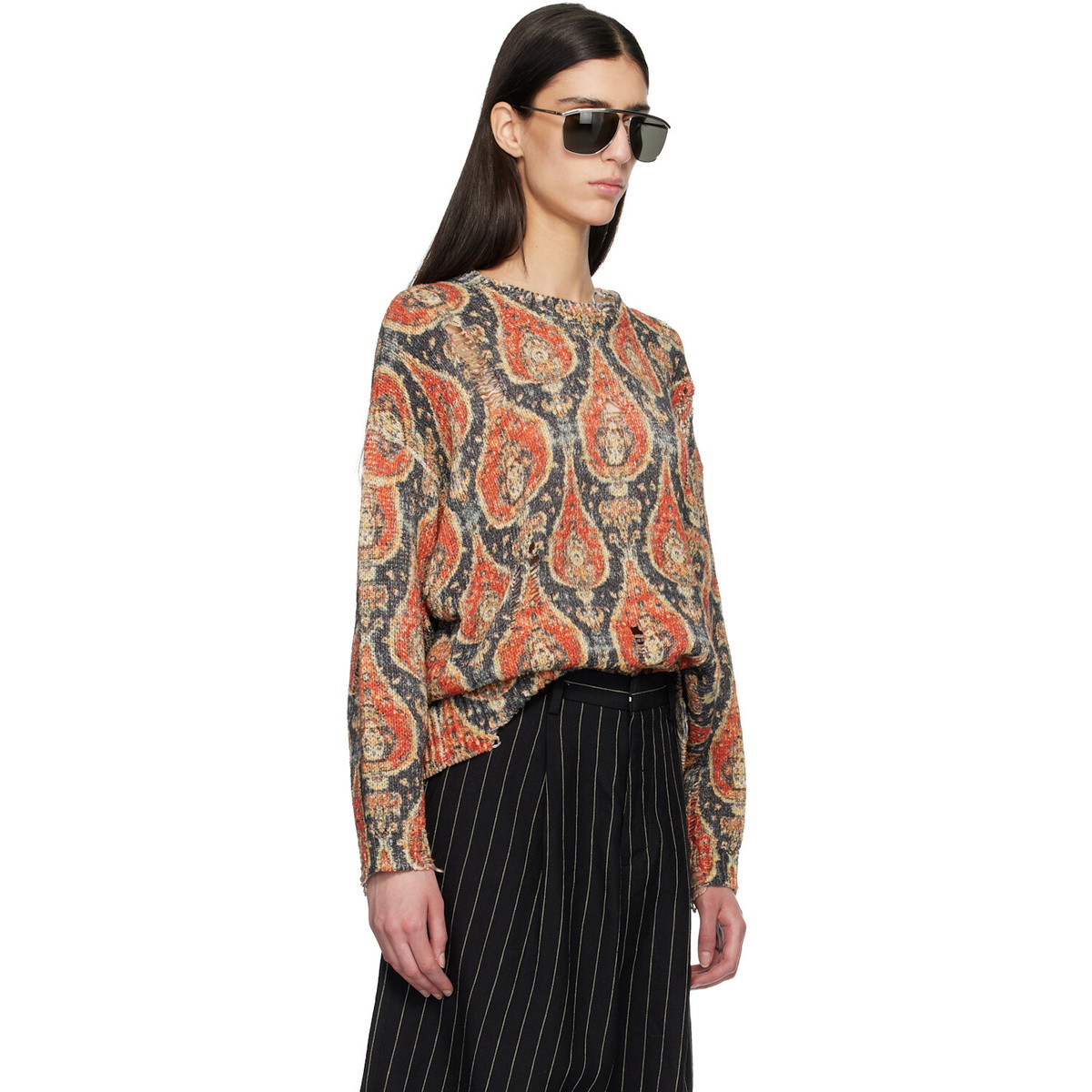 R13 Black & Red Printed Oversized Sweater