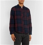 BILLY - Checked Wool-Flannel Shirt - Burgundy