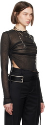 Ann Demeulemeester Black Oke Long Sleeve Cropped T-shirt