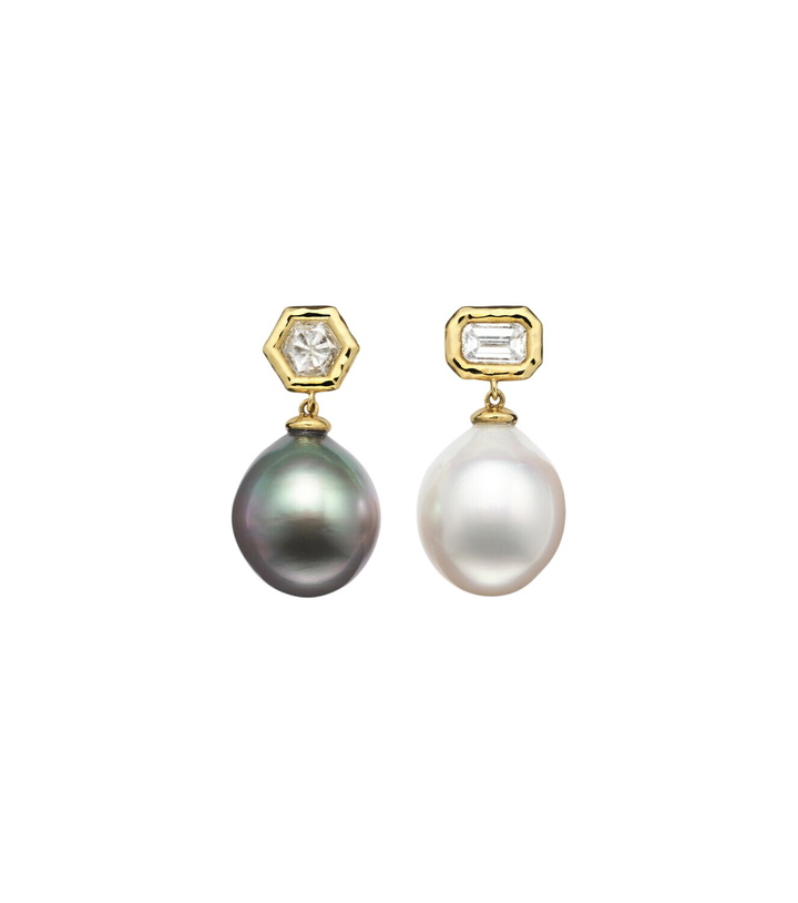 Photo: Octavia Elizabeth 18kt yellow gold (750/1000) earrings with diamonds and pearls