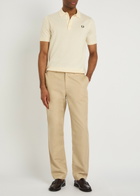 Fred Perry Logo-embroidered Fine Cotton-knit Polo Shirt Ecru