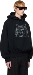 ALAINPAUL Black Gathered Collar Hoodie