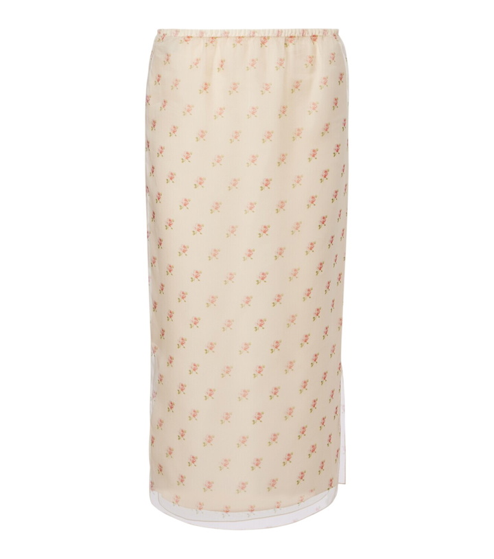 Photo: Khaite Sydni floral silk organza slip skirt