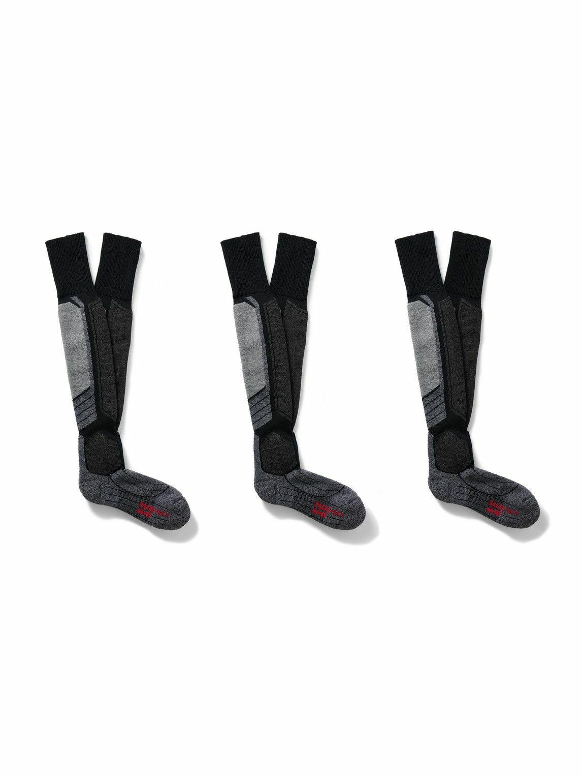 Falke - SK2 Intermediate Three-Pack Jacquard-Knit Ski Socks - Black
