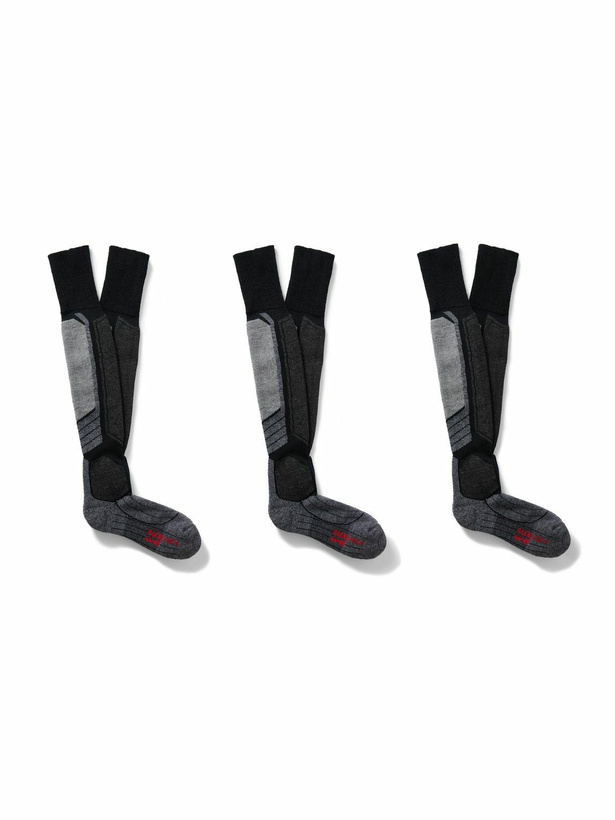 Photo: Falke - SK2 Intermediate Three-Pack Jacquard-Knit Ski Socks - Black