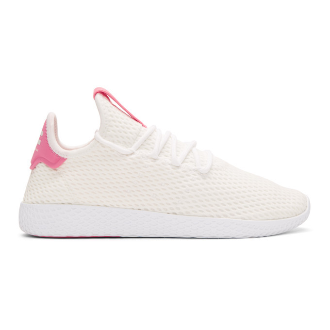 Photo: adidas Originals x Pharrell Williams White and Pink Tennis Hu Sneakers