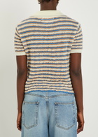Bernadette Ophelia Striped Fine-knit Polo top Beige