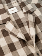 Nanushka - Taite Oversized Camp-Collar Gingham Cotton-Blend Gauze Shirt - Brown