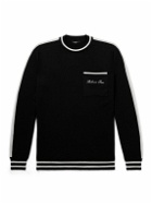 Balmain - Logo-Embroidered Striped Wool Sweater - Black