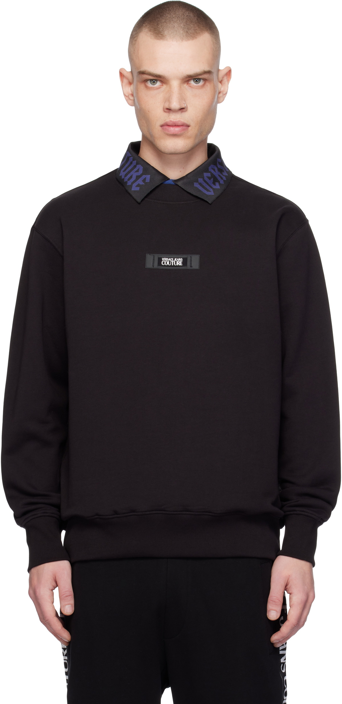 Versace Jeans Couture Black Logo Regular-Fit Sweatshirt