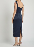 Rebecca Vallance Ayla Crystal-embellished Satin-crepe Midi Dress Navy