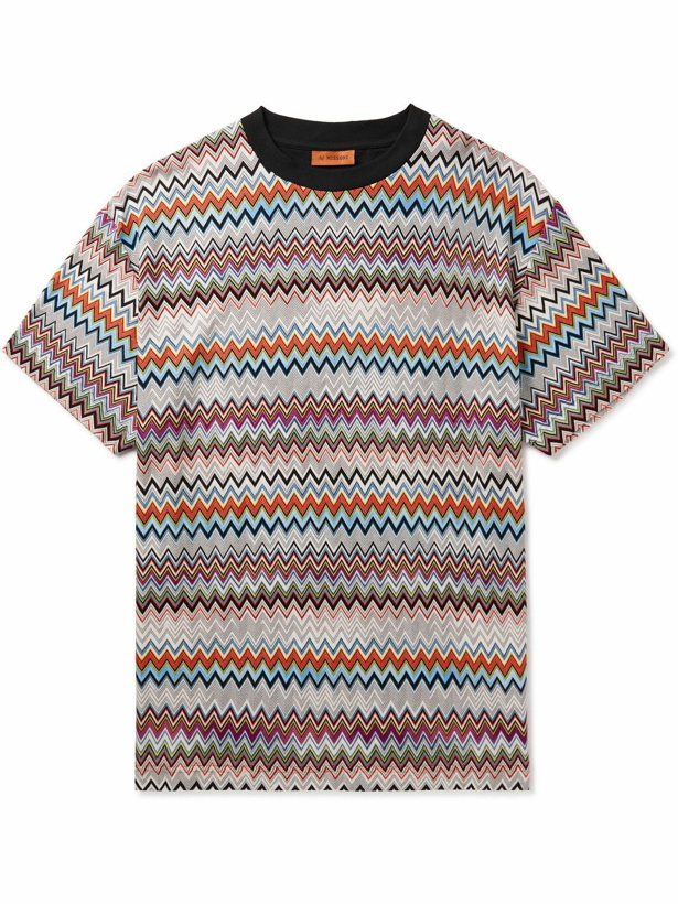 Photo: Missoni - Striped Cotton-Blend T-Shirt - Brown