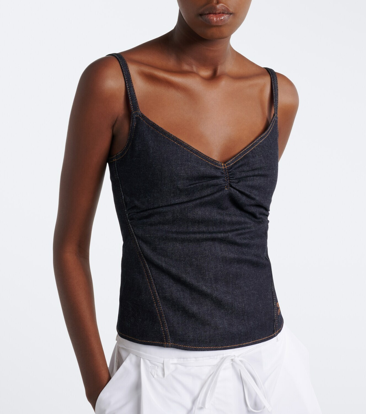 Jacquemus Pina de-Nîmes gathered denim top