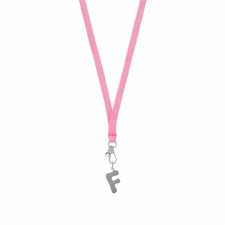 Photo: FiSN F Logo Clip Necklace in Pink