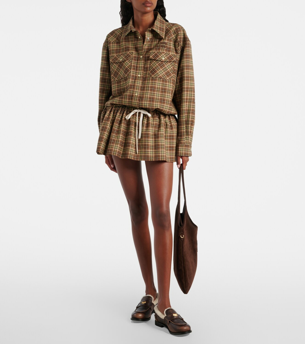 Miu Miu Shearling-lined leather penny loafers